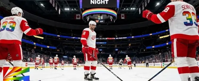 Alexander Ovechkin of the Washington Capitals declines to participate in NHL Pride Night symbolism during a league game