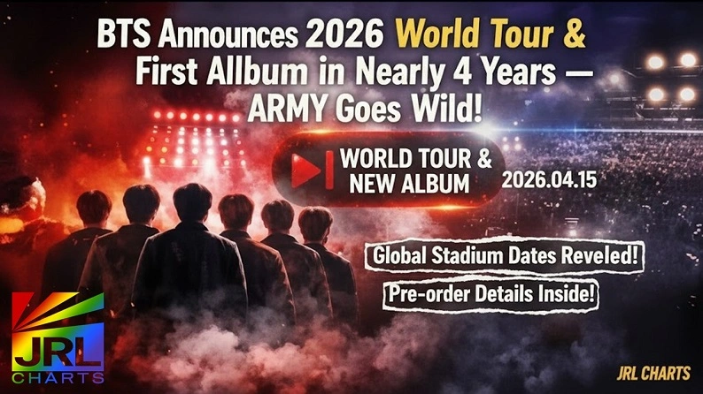 BTS 2026 world tour and comeback logo announcing the group’s global return with new album and concerts — JRL CHARTS K-Pop News