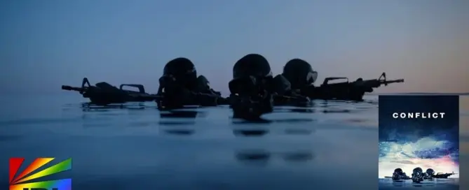 JRL CHARTS promotional image of Conflict (2026), the Finnish-American military thriller series now streaming exclusively on Lionsgate Play