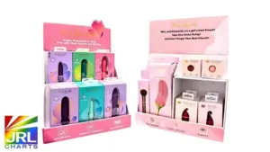 Full Circle counter display featuring jewelry collection and bullet vibe products for adult retailers, pleasure products merchandising by JRL CHARTS