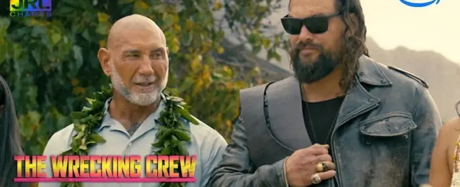 Jason Momoa and Dave Bautista star as estranged brothers in the action comedy film The Wrecking Crew (2026) featured on JRL CHARTS Movie Trailers