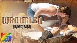 JRL CHARTS reports on Raging Stallion Studios’ new cowboy feature Wrangled, a rugged gay adult movie release featuring outdoor scenes and fan-favorite performers.