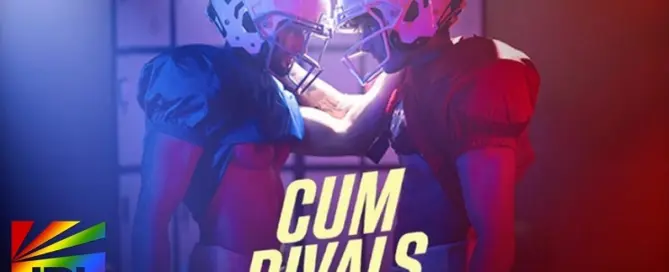 Leo Levine and Samm Fitness star in MEN.com’s “Cum Rivals,” a gay sports erotica locker room release featured by JRL CHARTS