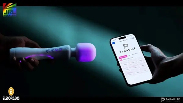 Paradise Pleasure Products Illumination Line app-controlled RGB wand vibrator with smartphone control interface