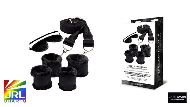 Whipsmart Fuzzy Bedroom Bondage Kit featuring padded cuffs, adjustable under-bed straps, and eyemask by XGEN Products