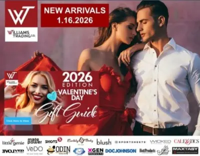 JRL CHARTS features Williams Trading’s 2026 Valentine’s Day Essentials Catalog with curated pleasure products for adult retail success.
