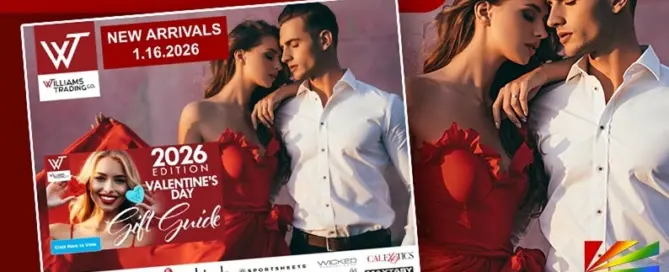 JRL CHARTS reports on Williams Trading’s weekly new pleasure product arrivals for adult retailers, featuring top wholesale brands and retail-ready sex toys.