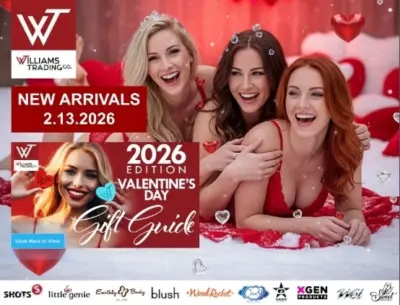 Williams Trading Co. 2026 Valentine’s Day digital catalog and wholesale gift guide for adult retailers.