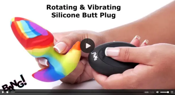 Preview image of XR Brands rotating and vibrating silicone butt plug demo video with wireless remote control