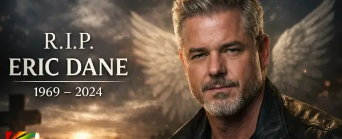 Eric Dane tribute image with R.I.P. theme following his death at age 53 after a battle with ALS