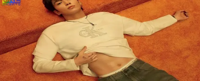 Jung Kook modeling Calvin Klein Spring 2026 denim jeans and logo sweatshirt in 90s-inspired campaign