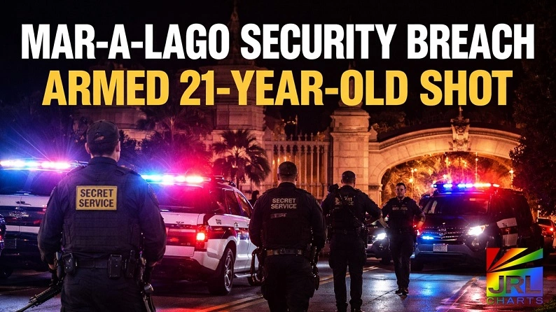 Secret Service agents and law enforcement vehicles respond to a security breach at Mar-a-Lago estate in Palm Beach, Florida, February 2026.