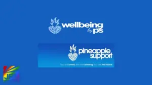 Pineapple Support Wellbeing by PS corporate mental health program promoting therapy sessions and workplace wellness support.
