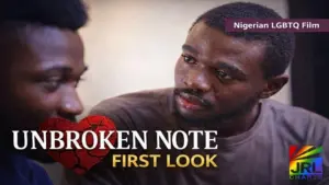 Lead actors in UNBROKEN NOTE (2026), a Nigerian LGBTQ-themed drama directed by Louis D Skinny, in an emotional first look scene