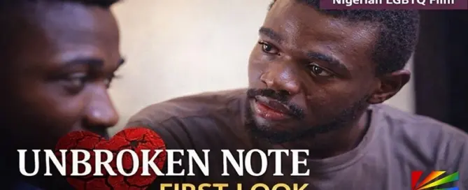 Lead actors in UNBROKEN NOTE (2026), a Nigerian LGBTQ-themed drama directed by Louis D Skinny, in an emotional first look scene