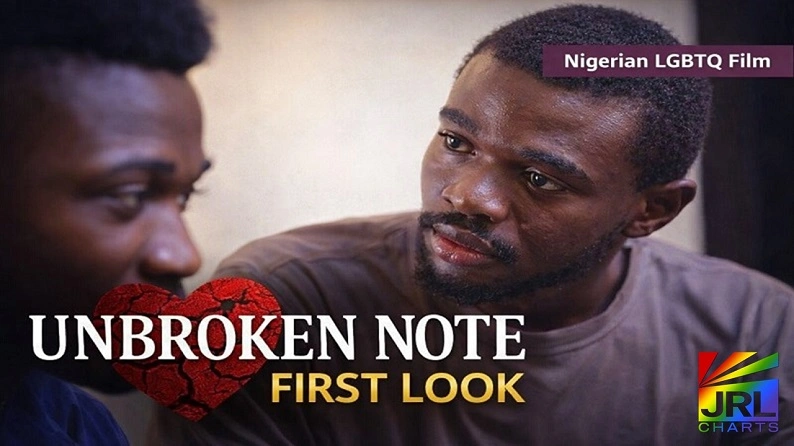 Lead actors in UNBROKEN NOTE (2026), a Nigerian LGBTQ-themed drama directed by Louis D Skinny, in an emotional first look scene