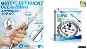 XR Brands Clean Stream Shower Enema Set featuring flexible lightweight hose and tapered multi-channel nozzle for adult retail hygiene buyers