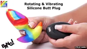 XR Brands rotating and vibrating silicone butt plug with wireless remote control for anal wellness and sexual health