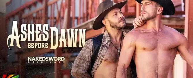 Paddy O’Brian and John Brachalli in Ashes Before Dawn NakedSword western themed series artwork