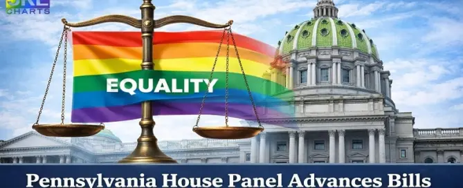 Pennsylvania State Capitol with equality scales and Pride flag symbolizing legislation expanding LGBTQ protections in Pennsylvania.