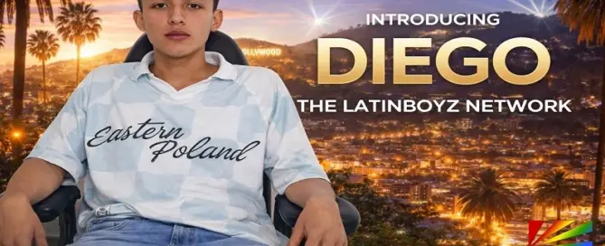 Diego LatinBoyz actor featured in Hollywood style promotional image for The LatinBoyz Network debut 2026