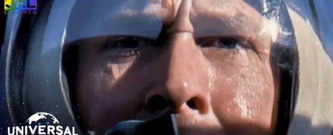 Ryan Gosling portraying Neil Armstrong during the X-15 rocket plane test flight scene in the film First Man