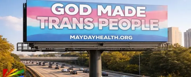 God Made Trans People billboard campaign in Kansas promoting transgender awareness by Mayday Health