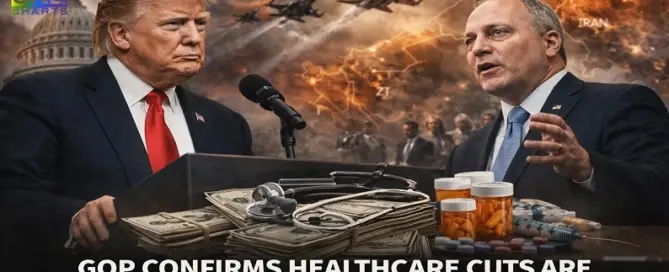 Donald Trump and Steve Scalise as Republicans consider healthcare cuts to fund the 2026 Iran war