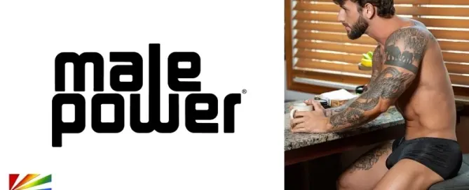 Model wearing Male Power men’s underwear from the Kilauea limited-edition collection featured in JRL CHARTS Men’s Underwear Fashion News.