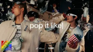 NouerA performing in POP IT LIKE official music video 2026 K-Pop comeback choreography scene