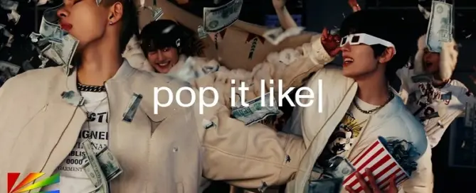 NouerA performing in POP IT LIKE official music video 2026 K-Pop comeback choreography scene