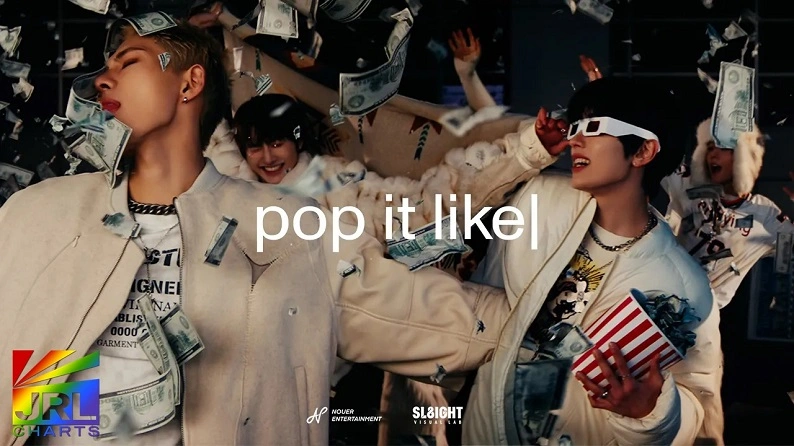 NouerA performing in POP IT LIKE official music video 2026 K-Pop comeback choreography scene