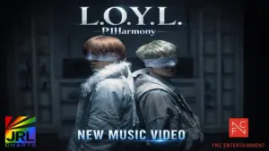 P1Harmony members appear blindfolded in a cinematic scene from the L.O.Y.L. music video, the second single from their latest mini album released by FNC Entertainment.