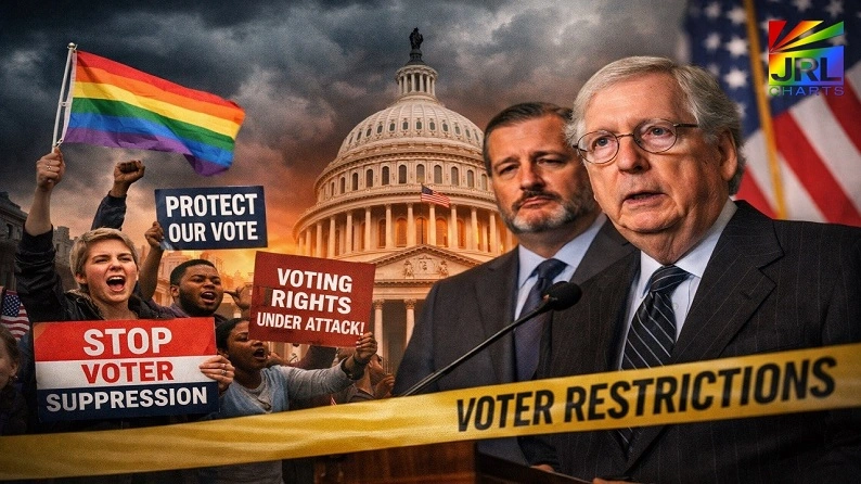 Protesters with LGBTQ flags rally outside U.S. Capitol as lawmakers push SAVE America Act raising fears of voter suppression