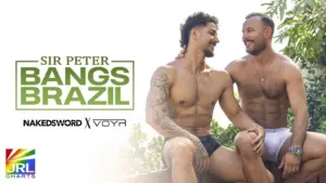 Sir Peter and co-star in Bangs Brazil VoyR digital series filmed in Rio de Janeiro