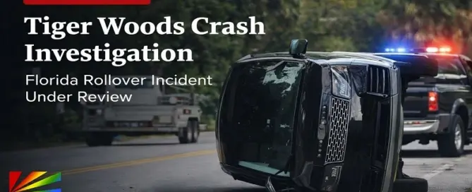 Tiger Woods vehicle rollover crash scene in Florida under investigation following incident on Jupiter Island