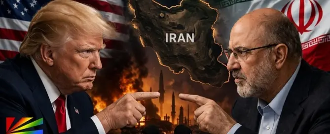 Donald Trump and Mohammad Bagher Ghalibaf in a tense US-Iran negotiation standoff during the 2026 conflict