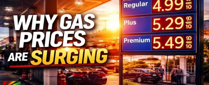gas station price sign showing fuel costs above 5 dollars per gallon in the United States