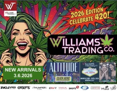 Williams Trading 2026 Celebrate 420 digital catalog showcasing new adult retail products and wellness merchandise for specialty store buyers.