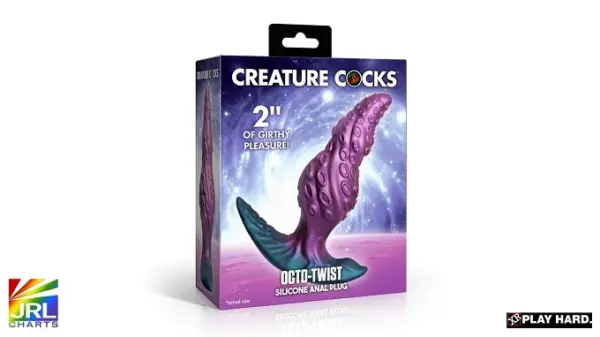 XR Brands Creature Cocks Octo-Twist silicone plug retail packaging showing fantasy character branding