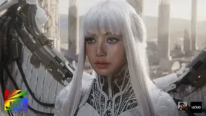 Anyma and LISA in Bad Angel music video with futuristic EDM visuals and cinematic dark aesthetic