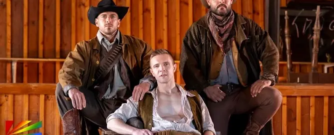 Sir Peter in a Western-inspired scene from Ashes Before Dawn filmed in Spain for NakedSword Originals