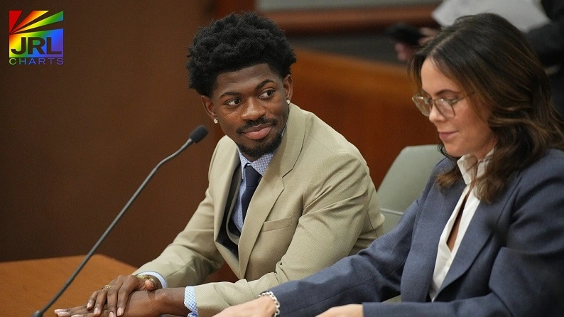 Lil Nas X appears in a Los Angeles courtroom during proceedings related to his 2025 police battery case