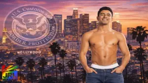 Milo Miles pictured with Los Angeles skyline and U.S. Customs and Border Protection CBP seal representing U.S. entry ban news