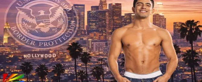 Milo Miles pictured with Los Angeles skyline and U.S. Customs and Border Protection CBP seal representing U.S. entry ban news
