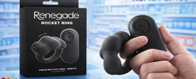 Renegade Rocket Ring by NS Novelties with packaging and remote control displayed in retail environment featured by JRL CHARTS