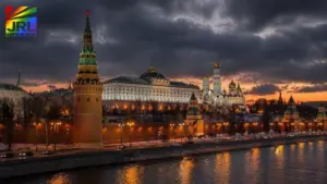 Moscow skyline and Russian government buildings representing court ruling on LGBTQ groups