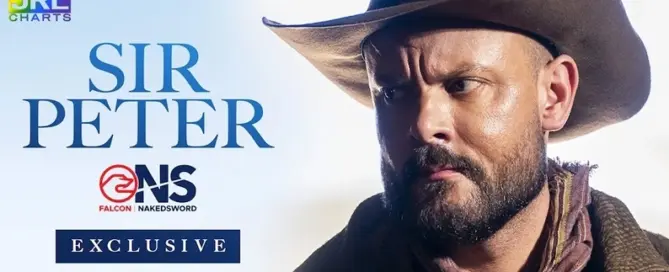 Sir Peter actor in promotional image for Falcon NakedSword exclusive contract announcement featured by JRL CHARTS