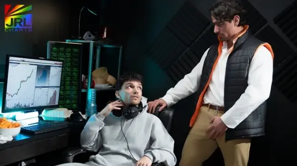 Office scene from Stock Bros series showing workplace interaction between two characters