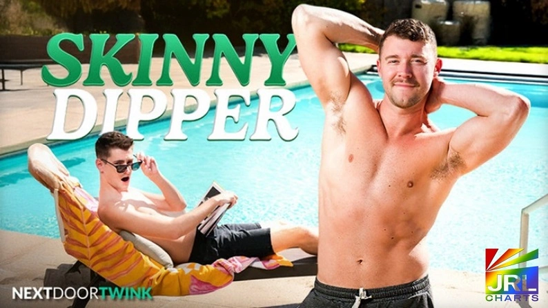 Trevor Harris and Justin DaJock appear in a poolside scene from Skinny Dipper on ASGMax Network